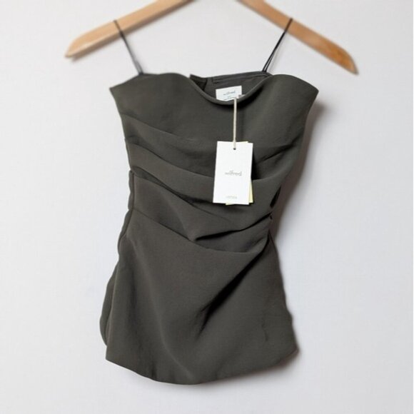 NWT WILFRED Lilou Tube Top Deep Olive Green Strapless XXS ARITZIA - Picture 6 of 10